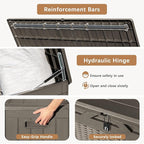 Devoko 97 Gallon Deck Box, Waterproof Resin Outdoor Storage Box for Outside and Patio, Large Outdoor Storage Bench Cabinet Lockable for Patio Furniture, Garden Tools and Pool Supplies (Brown)