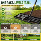 Lawn Leveling Rake - Heavy Duty 17"x10" Stainless Steel Leveler Plate,Reinforced Welds,28-60" Adjustable, Anti Flipping Smooth Edge,for Soil, Dirt,Ground,Backyard Top Dressing,Landscaping