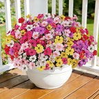 Uieke Artificial Flowers for Outdoors, 24 Bundles UV Resistant Faux Flowers No Fade Fake Plastic Plants for Outside Indoor Home Garden Porch Wedding Spring Summer Decor(Mix Color)