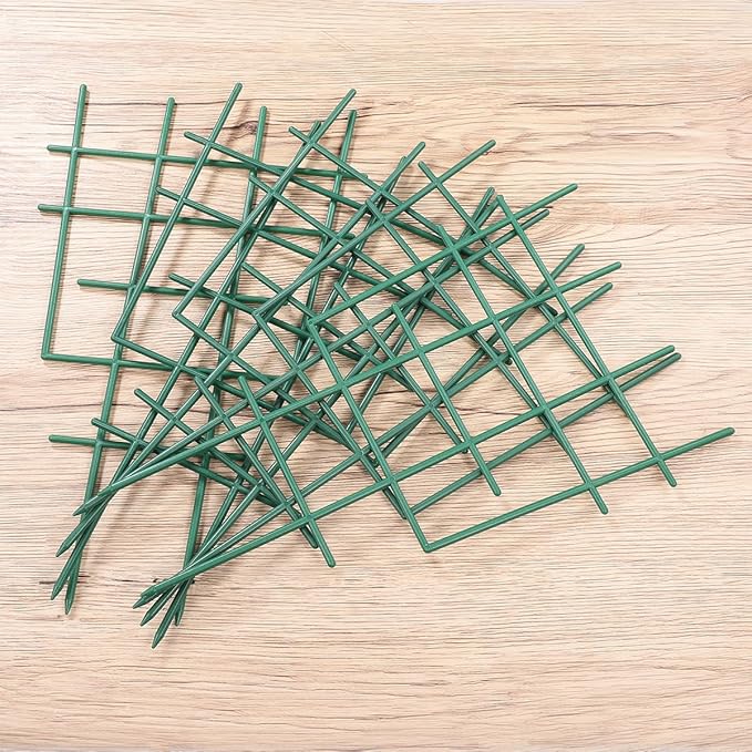 12inch Small Plant Trellis for Climbing Plants Indoor, 5Pcs Plastic Stackable Mini Garden Lattice for Potted Vines, Hoya, Pothos, Plastic Superimposed Support Stakes for Flower Vegetable (Green)