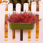RECUTMS Fake Outside Flowers Artificial Fall Lavender Plants Faux Greenery UV Resistant Artificial Flowers Bulk Fake Outdoor Plant Faux Autumn Plants for Garden Party Cabinet Autumn Decor (Wine Red)