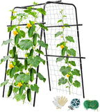 Cucumber Trellis for Raised Bed and Garden, 47" H x 31" W U-Shaped Metal Garden Trellis for Climbing Plants with Nylon Netting, Vegetable Support Frame