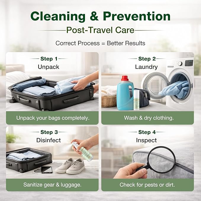 Bed Bug Spray Natural Travel Spray Child & Pet Safe - Plant Based Bed Bugs, Lice, Mite Treatment, Stain & Odor Free Control, Compact Travel Size for Hotels, Suitcase, Backpack, Shoes, 3oz, 1 Pack