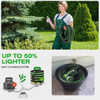 15FT Lightweight Super Flexible Garden Hose - Kink-Free, Non-Expanding, Easy Storage for Yard Lawn Outdoor Use (Black-Green)