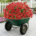 Artificial Flowers Fake Plants for Outdoors Spring Decoration, 13Bundles Silk Realistic UV Resistant Faux Flowers for Outside Planter Porch Yard Patio Garden Home Indoor, Red