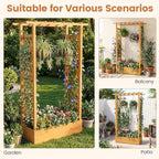 Happygrill 70" Raised Garden Bed with Trellis, 2 Pack Wood Planter Box w/Hanging Roof, 2 Side Trellises, Open-Ended Base for Flower, Climbing Plant, Plant Container for Garden