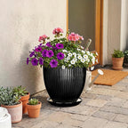 10 Inch Planter, Ceramic Plant Pots with Drainage Hole and Saucer, Large Decorative Planters for Indoor Plants, Modern Plant Pot, Round Flower Pot, House Bedroom Decor, Black