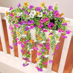 TURNMEON 4 Pcs Artificial Flowers for Outdoors Spring Summer Decor, UV Resistant No Fade Fake Hanging Flowers Plants Faux Plastic Realistic Silk Flower for Gardens Porch Planter Patio Yard Home Indoor