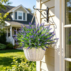 AmyHomie Fake Plants Artificial Flowers for Outdoors – 16 Bundles Fake Lavender Plants & Monkey Grass, UV Resistant Faux Greenery for Patio, Porch, Planter, Garden and Window Decor