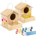 LotFancy Bird House Kit, 2 Pack, DIY Wooden Birdhouse Kits, Arts and Crafts Painting Kit for Kids, Build and Paint, Including Paints & Brushes
