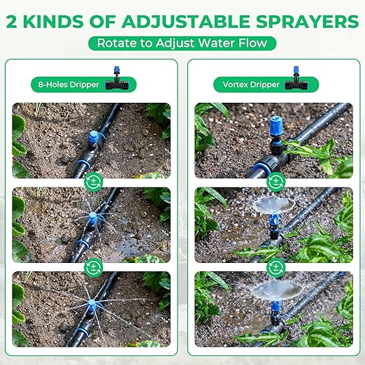 HIRALIY Raised Bed Drip Irrigation Kit Small, DIY Garden Grid Watering System, Garden Irrigation System, for Raised Beds up to 2 x 8FT