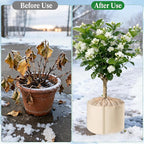 2 Pcs Plant Pot Covers for Winter, Insulated Potted Plant Covers Freeze Protection with Drawstring & Hook-and-Loop Closure, Flower Pot Protection Bag to Keep Outdoor Plant Warm, 25.6"x 27.5"