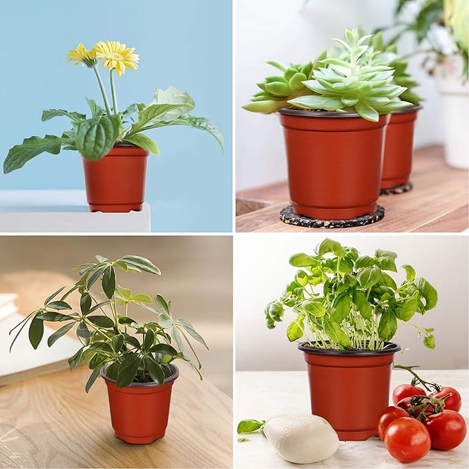 Augshy Nursery Pot, 110 Pcs 4" Plastic Plants Pot,Seed Starting Pots, Indoor Outdoor Seeding pots