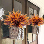 20 Pcs Artificial Boston Fern Plants Bushes Outdoors Fake Fall Greenery Flowers UV Resistant Faux Plastic Fall Fern Shrubs for Outside Window Box Planter Front Porch Patio Arrangement Décor