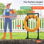 Garden Hose Holder Reel, Upgraded Metal Hose Reels Holds 150ft Hose with 4 Large hooks, Heavy Duty Freestanding Water Hose Holders, Detachable Hose Storage Hanger for Outside