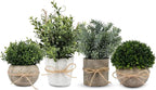 4 Pack Small Fake Plants in White Pulp Pot for Home Decor, Artificial Plants Indoor, Small Faux Plants Indoor for Bathroom Bedroom Kitchen Office Farmhouse Room Shelf Decor