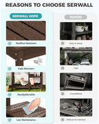 SERWALL Outdoor Potting Bench with Removeable Sink,Rot-Resistant HDPE Potting Table for Outside Gardening, All Weather Use - Coffee