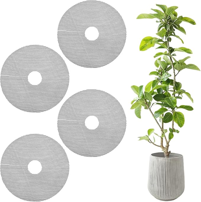 4 Pcs Plant Pot Grids, 11.8 Inch Cuttable Plant Pot Soil Covers Protectors Indoor Outdoor Plants Pots Soil Guard for Garden Plants Protector Ring for Landscaping