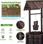 Notume Garden Wooden Decor Rustic Wishing Well Planter Outdoor Home Décor for Patio, Upgrade Wishing Well Garden, Yard Hanging Bucket Patio Lawn Backyard Home Decor