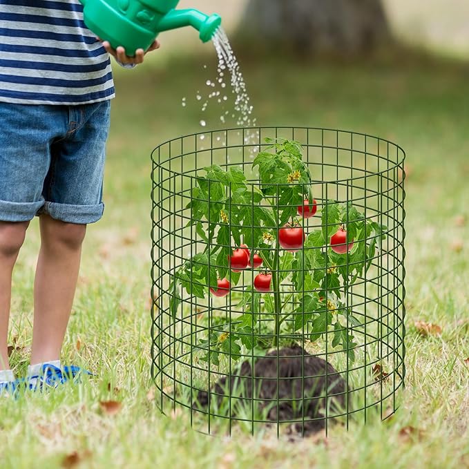9 Pics DIY Metal Plant Protectors from Deer, Garden Fencing Animal Barrier Size 11.8 * 15.7 inches, Mesh Plant Cage Chicken Wire Cloche for Plants with Stakes and Nylon Cables