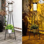 38 inch Solar Floor Lamp with Tripod Plant Stands, Waterproof Outdoor Solar Lights for Garden, Porch, Yard, Backyard, Patio (2 Pack)