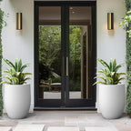 Kante 21.7 Inch Tall Concrete Planter, Large Indoor Outdoor Plant Pot with Drainage, Smooth White Finish with Painted Interior, Ideal for Porch, Home, Garden, Patio