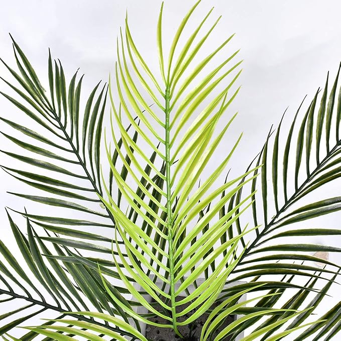 PASYOU Artificial Plants Fake Palm Tree Tropical Shrubs 4 Pack, Plastic Greenery Faux Big Leaves Stems Plant for Indoor Outdoor Home Garden Decor Bedroom Wedding Party DIY Filler Decoration