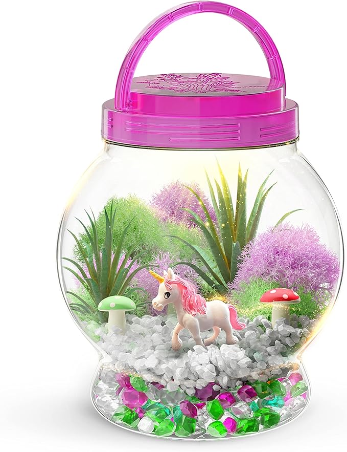 Dan&Darci Light-Up Unicorn Terrarium Kit for Kids - Kid Birthday Gifts - Best Unicorn Toys & Activities Kits Presents - Arts & Crafts for Girls & Boys Age 4 5 6 7 8-12 Year Old Girl Gift