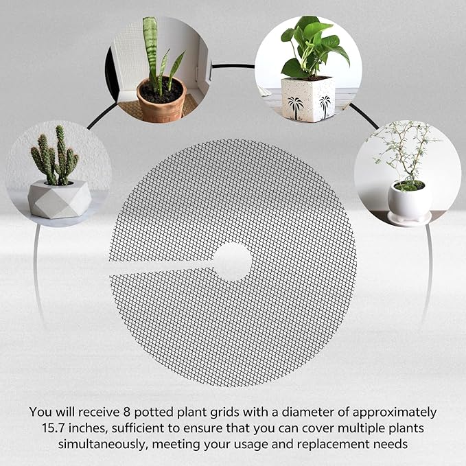 8Pcs Plant Pot Grid, Plant Pot Cover for Potted Plants, Pet Proof Plant Cover for Indoor & Outdoor Garden Plants, Cuttable Plant Protector from Animals, Cats, Dogs and Squirrels (15.7in)