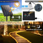 LairtPOW 98FT Waterproof 300LEDs Solar Rope Lights, Type C Charging, Remote-Controlled, for Outdoor Pathway Pool Patio Party Garden Yard Palm Tree Holidays (Brighter - Warm White)