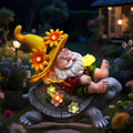 Garden Gnomes Outdoor Decor: Funny Sunflower Gnome Sitting on Turtle with Solar Lights Outside Decoration for Lawn Yard Patio Garden Gifts for Women