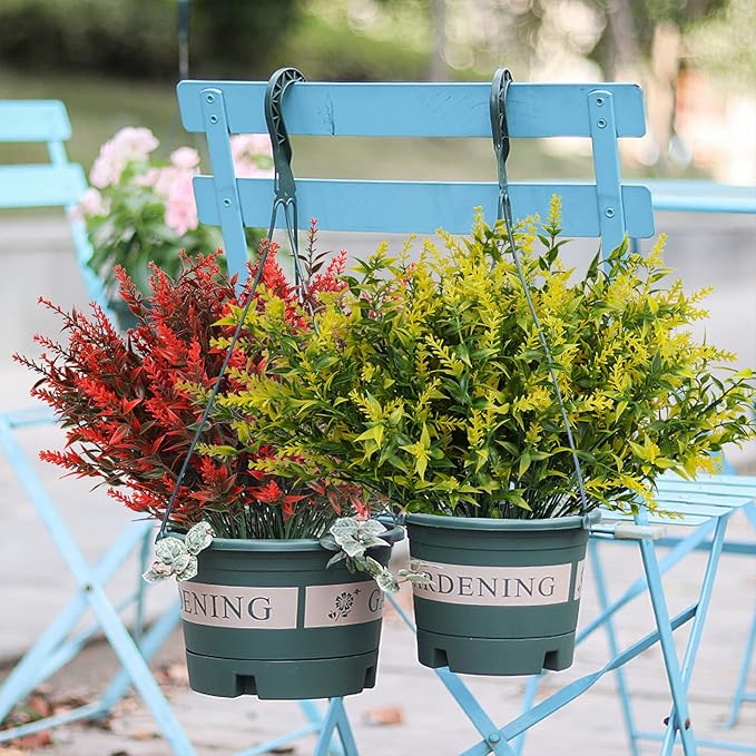 36 Bundles Artificial Plants Outdoor, Artificial Flowers for Outdoors Fake Flowers UV Resistant Flowers Lavender Outdoor Plants, Faux Flowers Shrubs for Porch Garden Window Box Home Decoration(Yellow)
