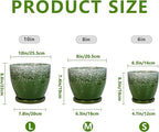 Ceramic Planters 3 Pack - 10 Inch 8 Inch 6 Inch Plant Pots for Indoor Outdoor, Round Decorative Flower Pots with Drainage Holes and Saucers, Garden Home Decor, Gift for Women Men, Green