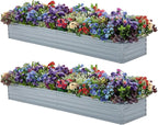 Meberam 2 Pack 8x2x1FT Galvanized Raised Garden Beds Kit Outdoor Metal Gardening Planter Box for Vegetable Elevated Flower Herbs,Gray