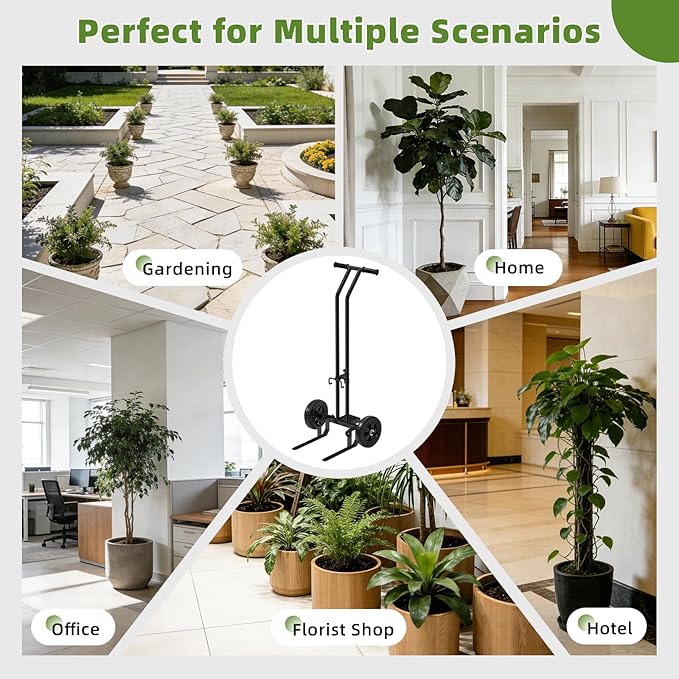Plant Caddy with Wheels, 200 Lbs Capacity Plant Dolly Cart with Wheels, Handle, Adjustable Forks and Grips, Potted Plant Mover for Flower Shop, Home, Courtyard, Offices, Hotels