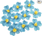 10 PCS 3D Flower Ceramic Tiles,1.6" Handmade Procelain Ceramic Flowers for Artwork,Fish Tank,Vases,Living Room, Dining Table,Office, Home Floral Decor (Single-Flowered Blue)
