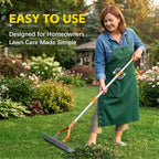 Thatch Rake – 74-Inch Heavy Duty Metal Rake with Hardened Steel Tines for Efficient Lawn Thatch and Dead Grass Removal, Detachable Handle Manual Dethatcher Rake for Yard and Landscape Maintenance