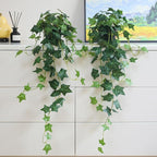 Fake English Ivy Plants in Pots Set of 2 – Realistic Artificial Ivy Greenery for Home Decor, Tabletop, Office, Shelf, Balcony or Bathroom – Lifelike Faux Hanging Vines, No Maintenance Required