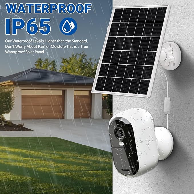 1 Pack 8w Solar Panel for Wyze & Arlo Essential Camera, Compatible with Most Low-Power Wireless Cameras, Solar Charger with 10ft Cable + Adjustable Mount, IP65 Waterproof