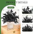 Der Rose 3 Pack Mini Potted Fake Plants Artificial Plastic Eucalyptus Plants Topiaries for Home Office Desk Farmhouse Shelf Room Bathroom Decor(Black)