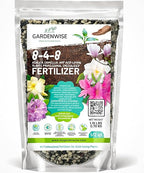 GARDENWISE 8-4-8 Acidic Fertilizer for Azaleas, Camellias (Camelia), Hydrangeas, Blueberries, Gardenias, Magnolia Trees, Evergreens, and Rhododendrons - Ideal Iron-Rich Plant Food (1/2 Quart)