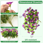 Homsunny Artificial Fake Flowers Plants UV Resistant, Faux Petunias Silk Flowers for Outdoors No Fade, Fake Outdoor Flowers for Planters Spring, Realistic Home Garden Balcony Yard Decor (Purple)