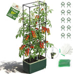 51" Self Watering Planter Box with Trellis, Tomato Planter Trellis for Raised Garden Bed, Tomato Cage with Visual Water Indicator, Indoor Outdoor Tomato Cages for Garden Patio