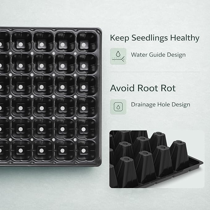 Gardzen 10 Pack 72 Cell Seed Starter Trays, 1.75" Deep Plug Tray for Seedlings, Thick Seedling Trays with Drainage Holes, Fit Standard 1020 Drip Tray