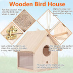 Tfwadmx Wooden Bird House Transparent Outdoor Bird House Hanging Nests Box Garden Patio DIY Decorative for Wren Swallow Sparrow Hummingbird Finch Throstle