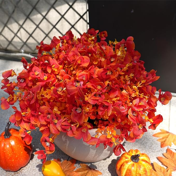 Artificial Flowers for Outdoor, UV Resistant Fake Silk Pansies Flowers, Realistic Faux Plants for Outside Indoor Porch Patio Window Box Planter Home Decor (12, Orange)