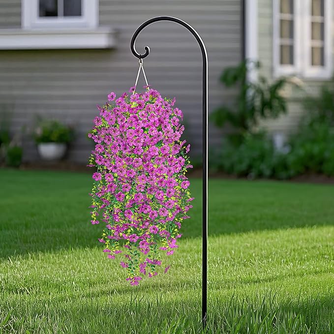 Fake Artificial Flowers for Outdoors Decoration, 2 PCS Faux UV Resistant Artificial Outdoor Flowers, Fake Hanging Plants Look Real Daisy No Fade Spring Decor for Porch Home Patio Balcony and Yard