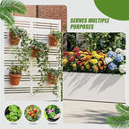 Casaphoria Metal Raised Garden Bed with Trellis, 59"x30"x12" Planter Box for Climbing Plants, Vegetables & Vines, Features Drainage Holes and Privacy Screen, White-Harold