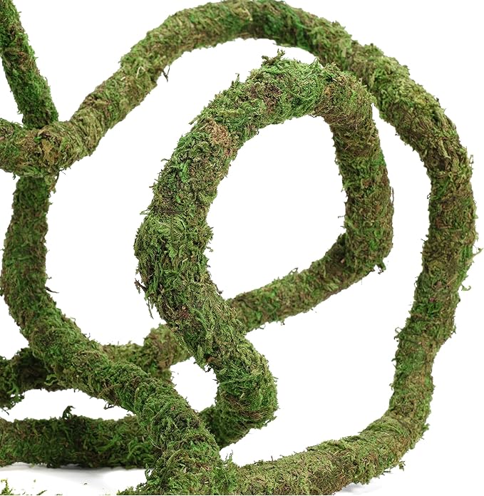 USMOLA Moss Vine for Reptiles, Bendable Climbing Vines Reptile Tank Accessories, Natural Moss Rope for Leopard Gecko, Lizard, Snake, Chameleon, Frog Terrarium Decor (Jungle Green, 9.8 FT)