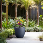 Kante 18 Inch Dia Round Concrete Planter, Indoor Outdoor Large Plant Pot with Drainage Hole and Rubber Plug for Home Patio Garden, Charcoal